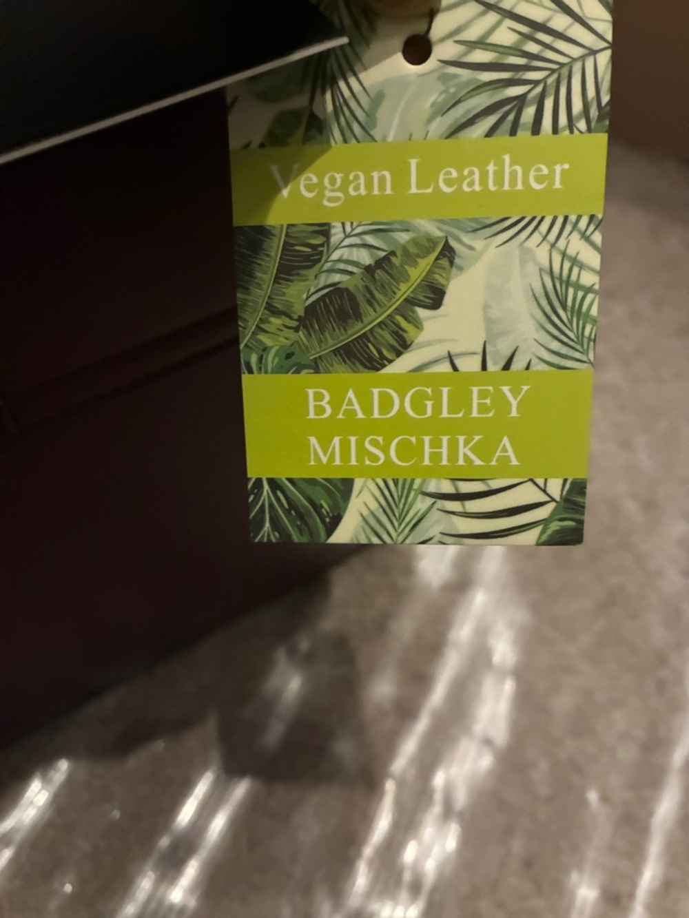 Badgley Mischka Burgundy Satchel with Gold Chain Detail - Picture 3 of 5